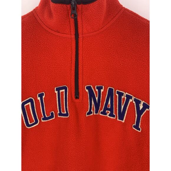 Old Navy Y2K Fleece 1/4 Zip Fleece Red Blue 2010's Spell Out Embroidered S - Picture 3 of 11